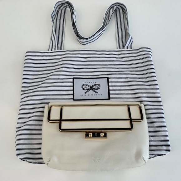 ANYA HINDMARCH IVORY WHITE LOCK AND KEY CLUTCH - Picture 2 of 16